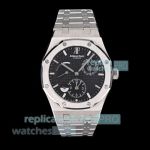 BLS Super Clone Audemars Piguet Royal Oak Dual Time Stainless Steel Watch with Black Dial 